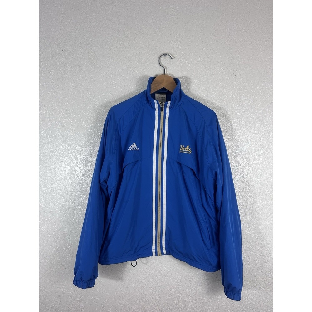 adidas UCLA Bruins Mens L Blue Gold Full Zip Lightweight Jacket Windbreaker